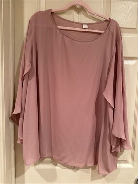 Women's Dusty Rose Blouse - Flowing Sleeve Top